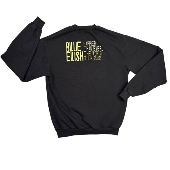 Billie Eilish Sweatshirt Adult L Happier Than Ever Tour 2022 Black Crewneck Top - Picture 2 of 9